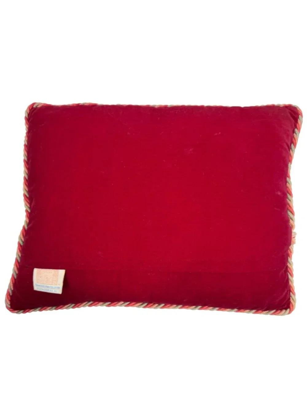 Katha Diddel Needlepoint Pillow Red Wool Cotton Floral Pinwheel 14